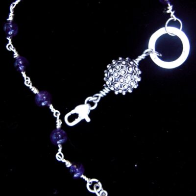 Amethyst silver prayer bracelet