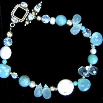 Blue topaz pearls chalcedony bracelet