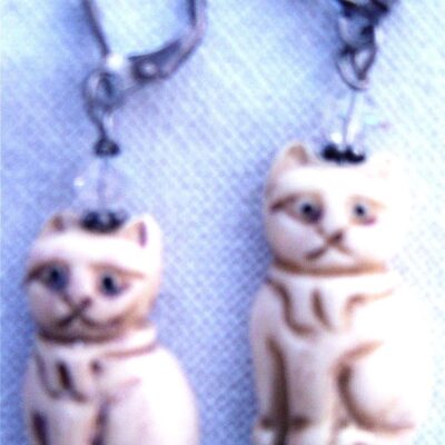 Bone cat earrings