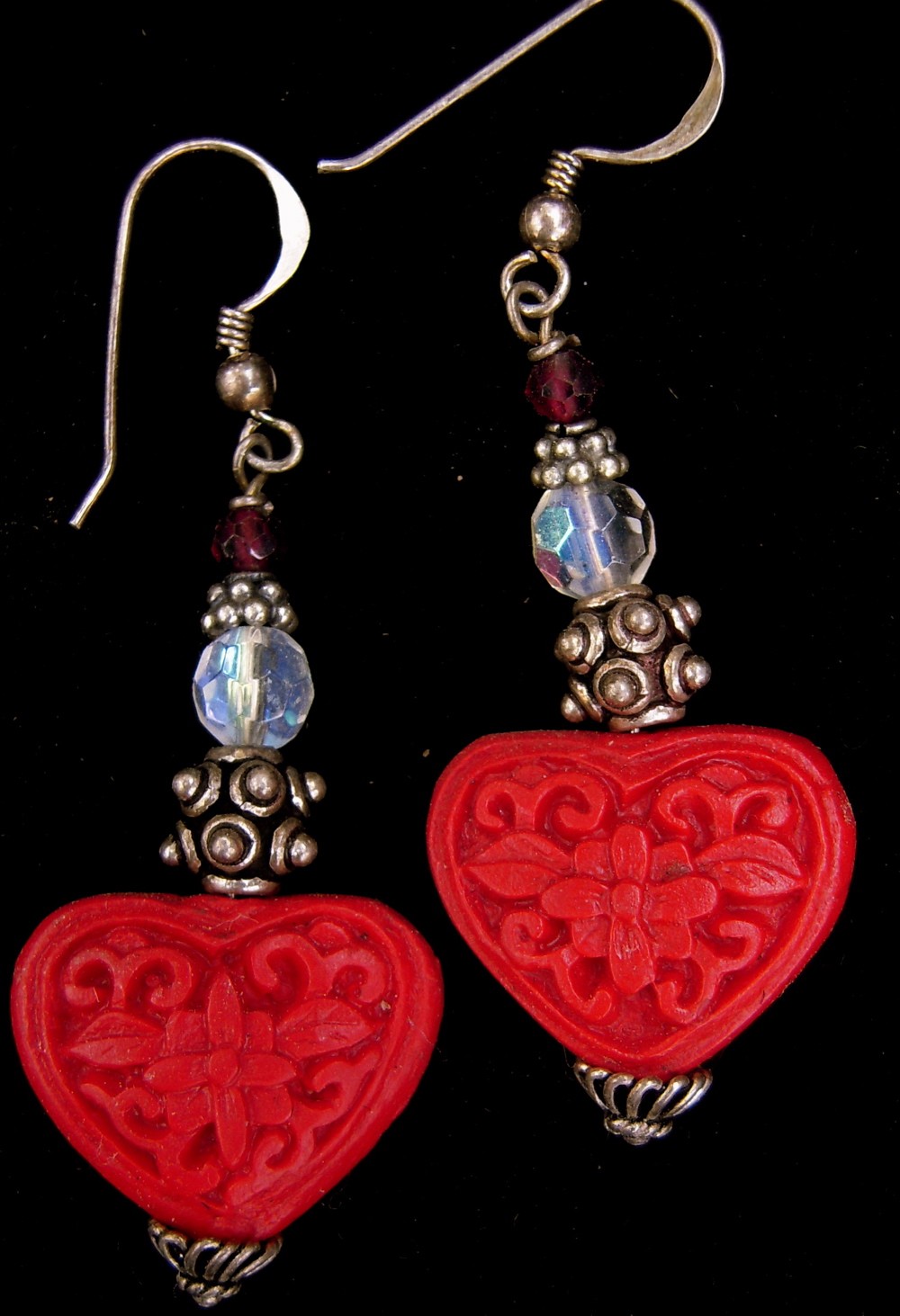 Cinnabar heart earrings