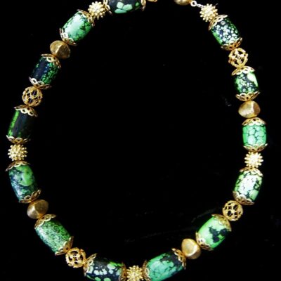 Green Turquoise Necklace with Gold Vermeil