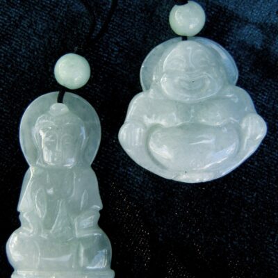 New jade carved kwan yin buddha