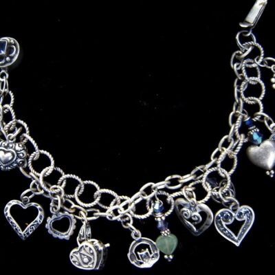 Sterling silver heart double strand bracelet