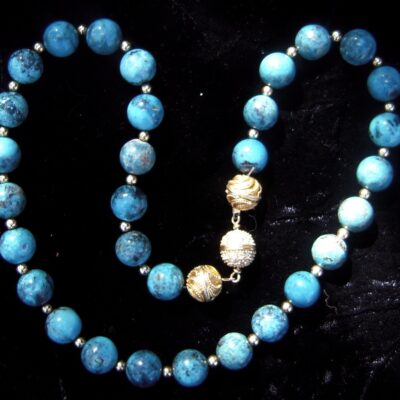 Turquoise beads necklace gold spacer beads