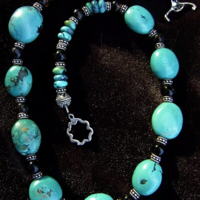 Turquoise brown tourmaline necklace